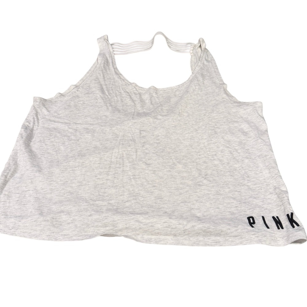 PINK Victoria's Secret Grey Marled Knit Racerback Tank Top Womens M Workout Yoga